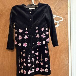 Girl's size 6 Amy Byer Black Velvet two piece top and skirt